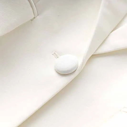 Women White fitted Blazer   Mid-High Rise Flare Trousers Suit Pantsuit