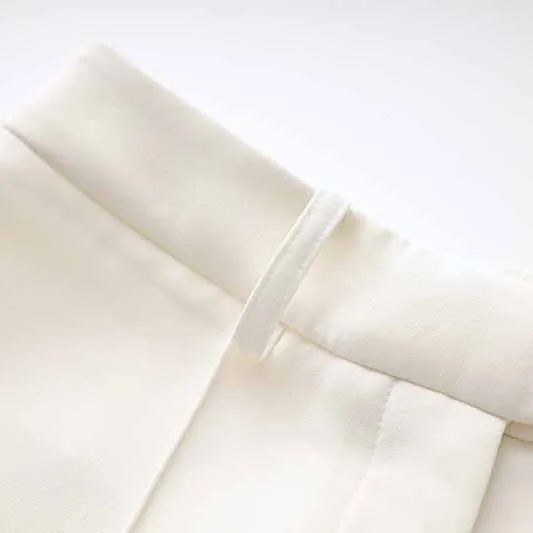 Women White fitted Blazer   Mid-High Rise Flare Trousers Suit Pantsuit