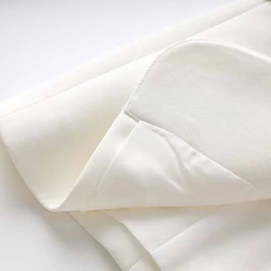 Women White fitted Blazer   Mid-High Rise Flare Trousers Suit Pantsuit