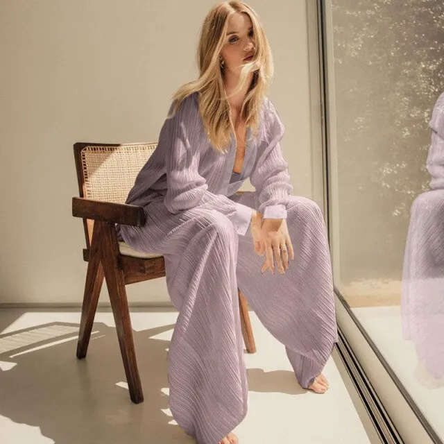 Women Wide Legs Pants Two Piece