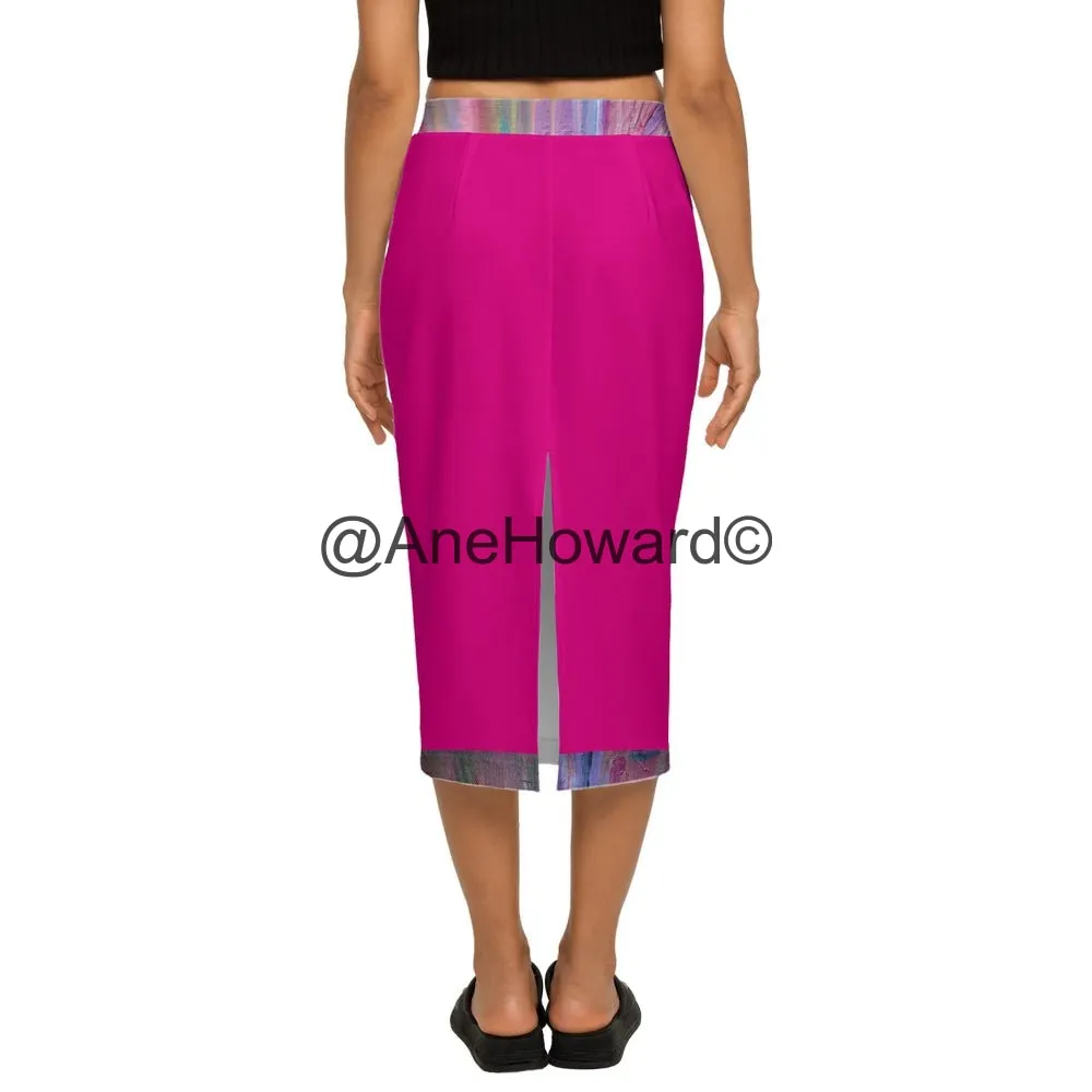 Women’s Back Split Pencil Skirt Rainbow Summer