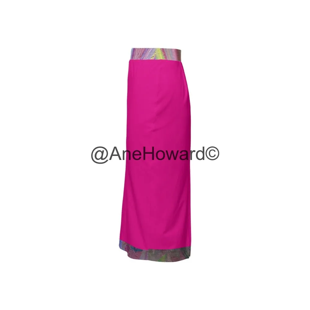Women’s Back Split Pencil Skirt Rainbow Summer