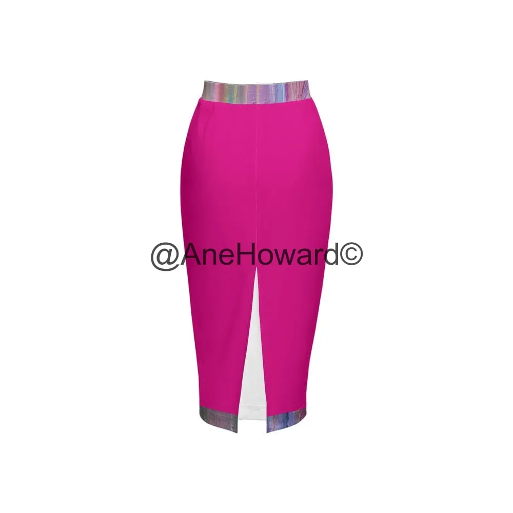 Women’s Back Split Pencil Skirt Rainbow Summer