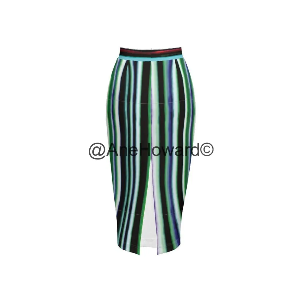 Women’s Back Split Pencil Skirt Rayures du Printemps