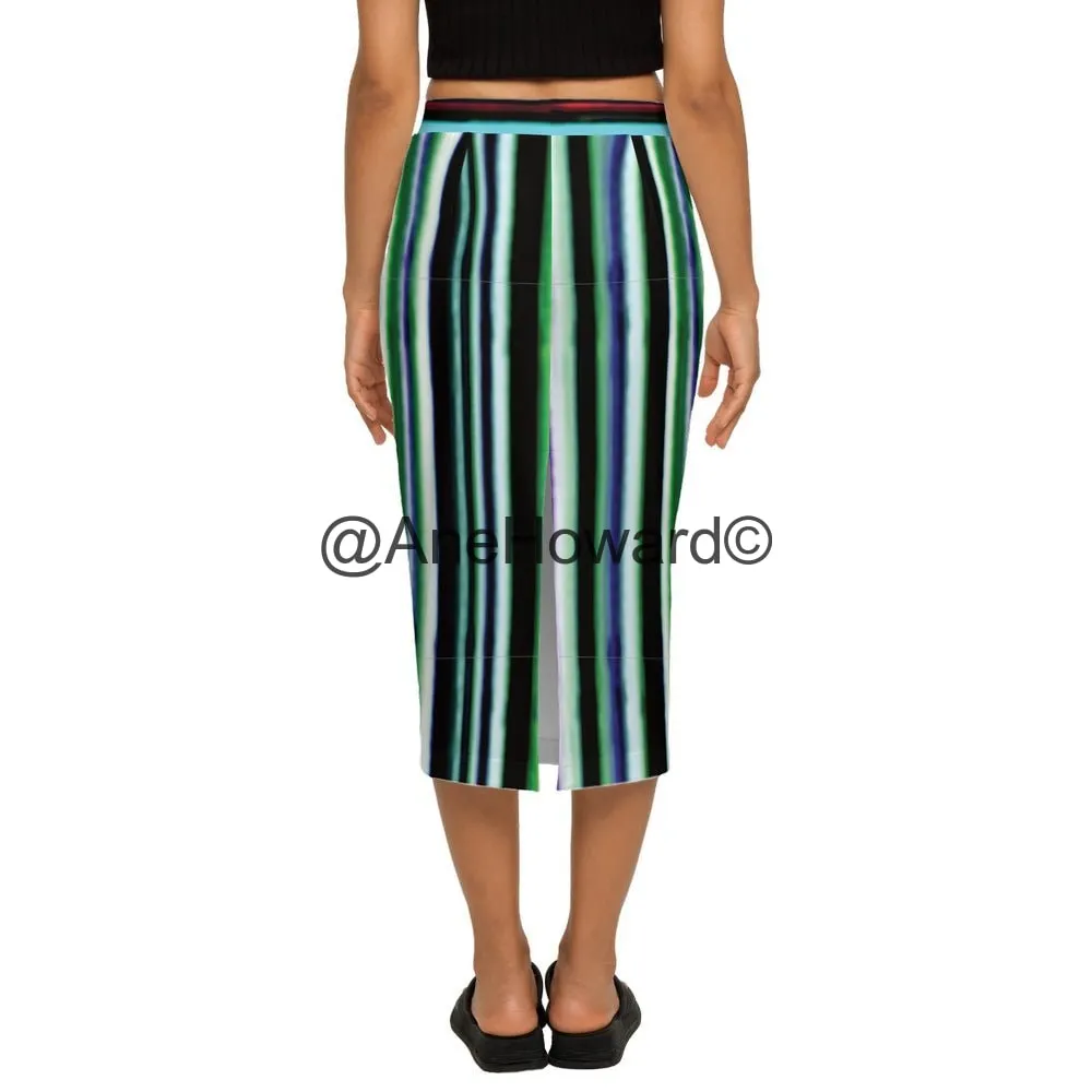 Women’s Back Split Pencil Skirt Rayures du Printemps