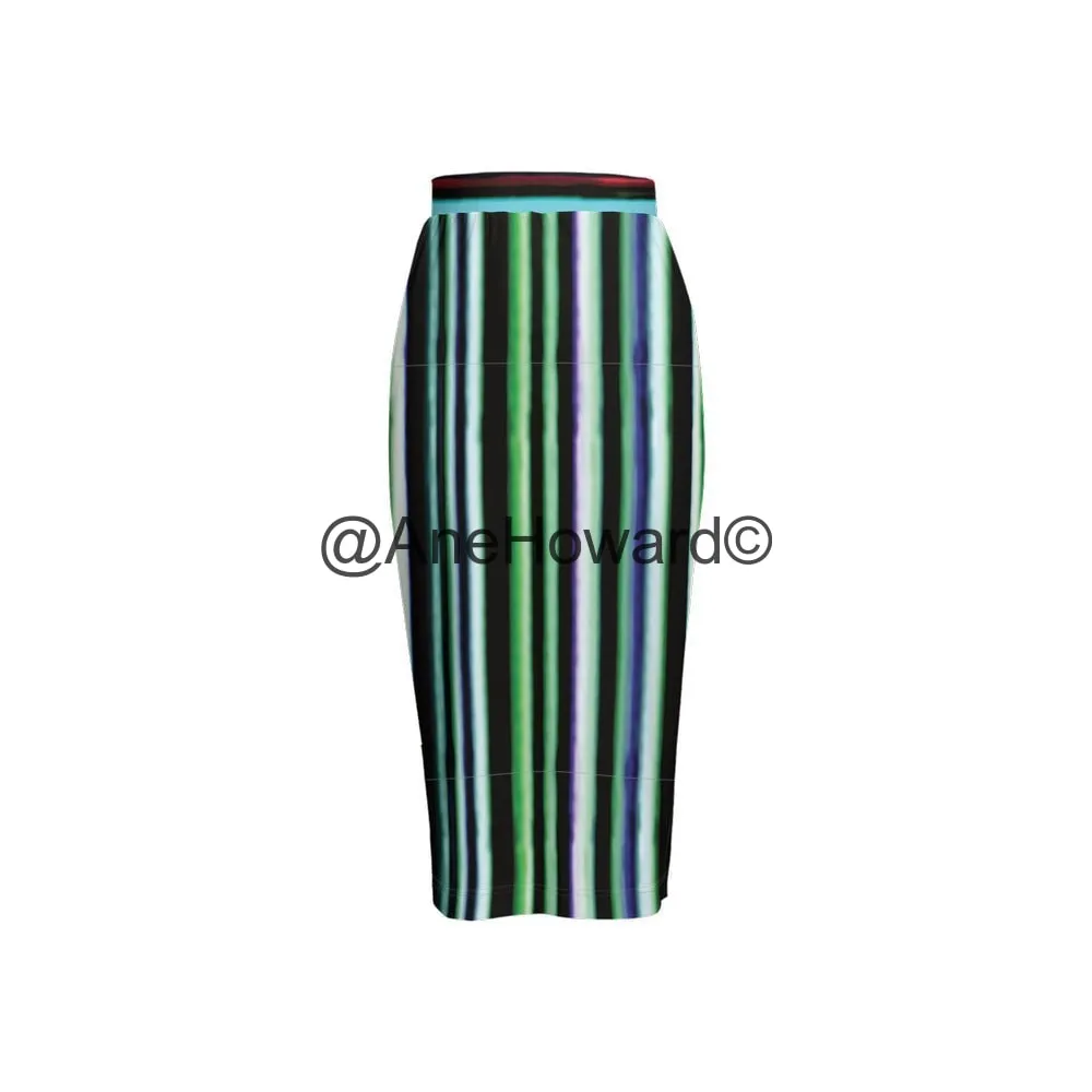 Women’s Back Split Pencil Skirt Rayures du Printemps