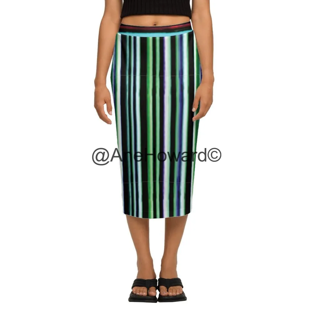 Women’s Back Split Pencil Skirt Rayures du Printemps
