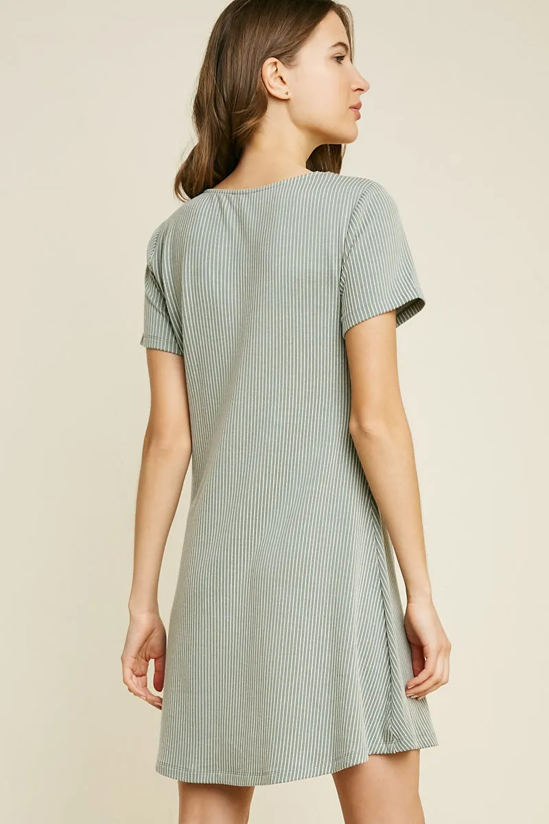 Women's Pinstripe Button-Down A-Line Dress