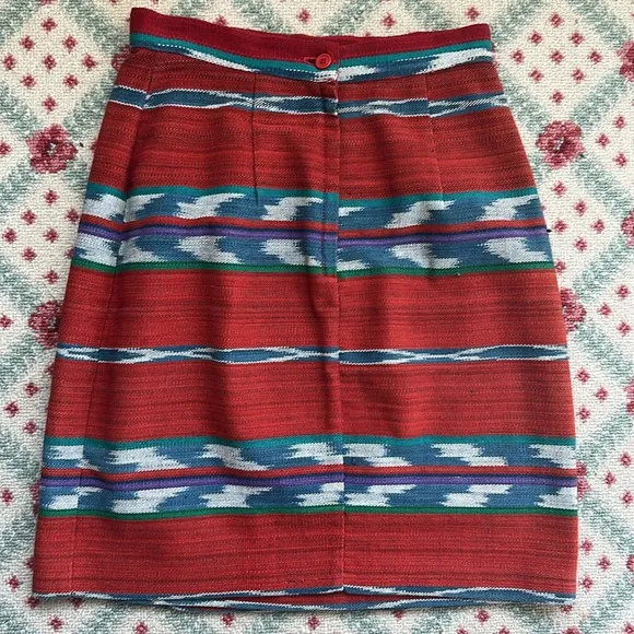 Women’s Vintage Panhandle Slim Western Southwest Blanket Skirt w/ Silver Conchos