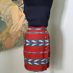 Women’s Vintage Panhandle Slim Western Southwest Blanket Skirt w/ Silver Conchos