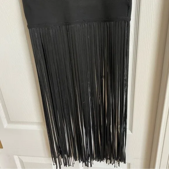 WOW Couture Black Fringe Bandage Skirt. Gold label