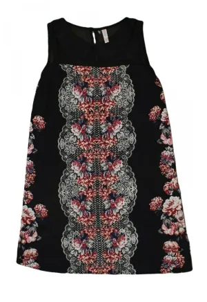Xhilaration Women's Lovely Floral Print Shift Dress with Peter Pan Collar