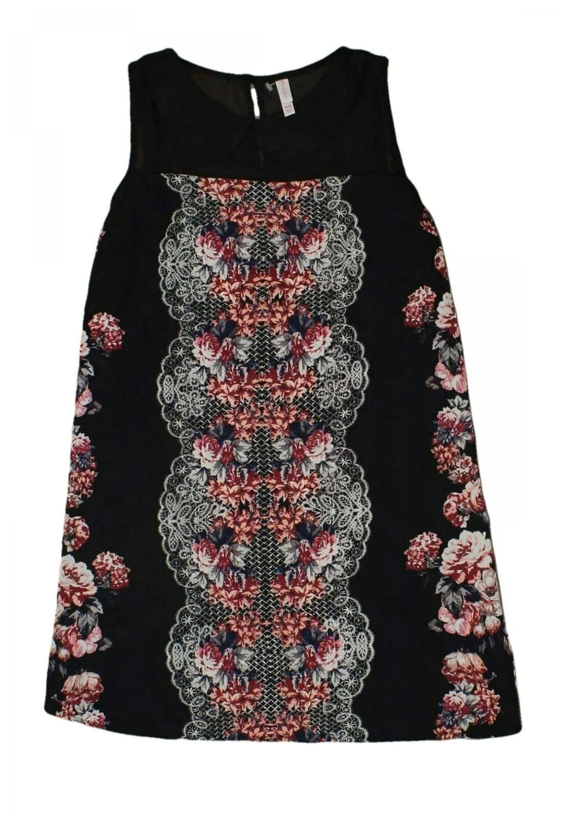 Xhilaration Women's Lovely Floral Print Shift Dress with Peter Pan Collar