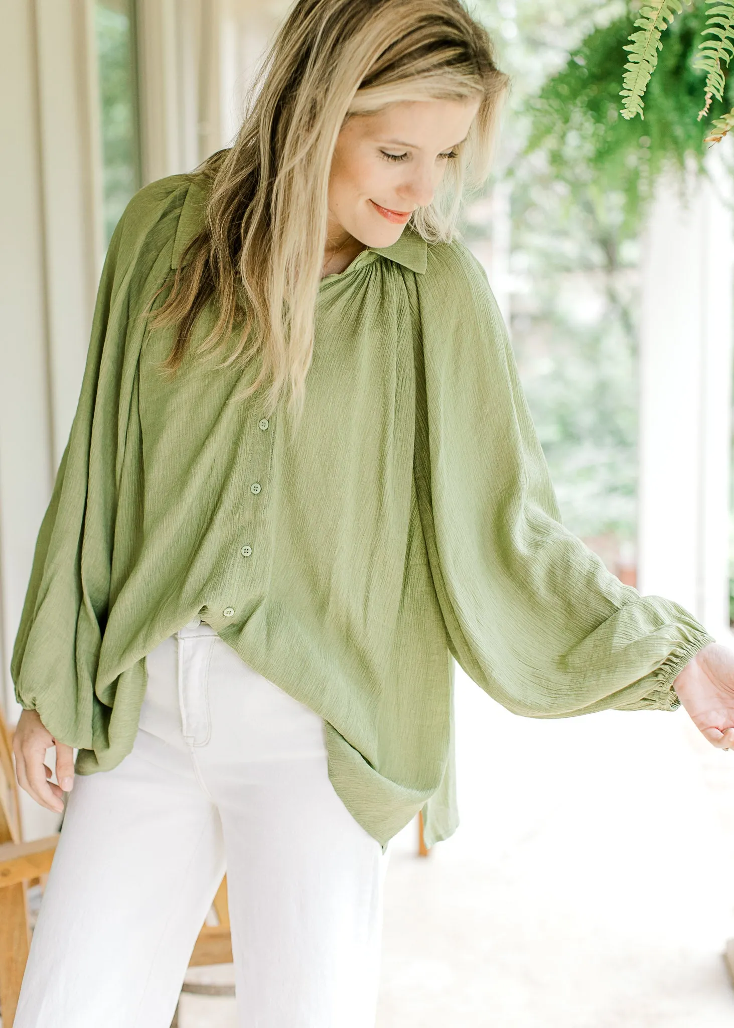 XZ Avocado Drape Blouse