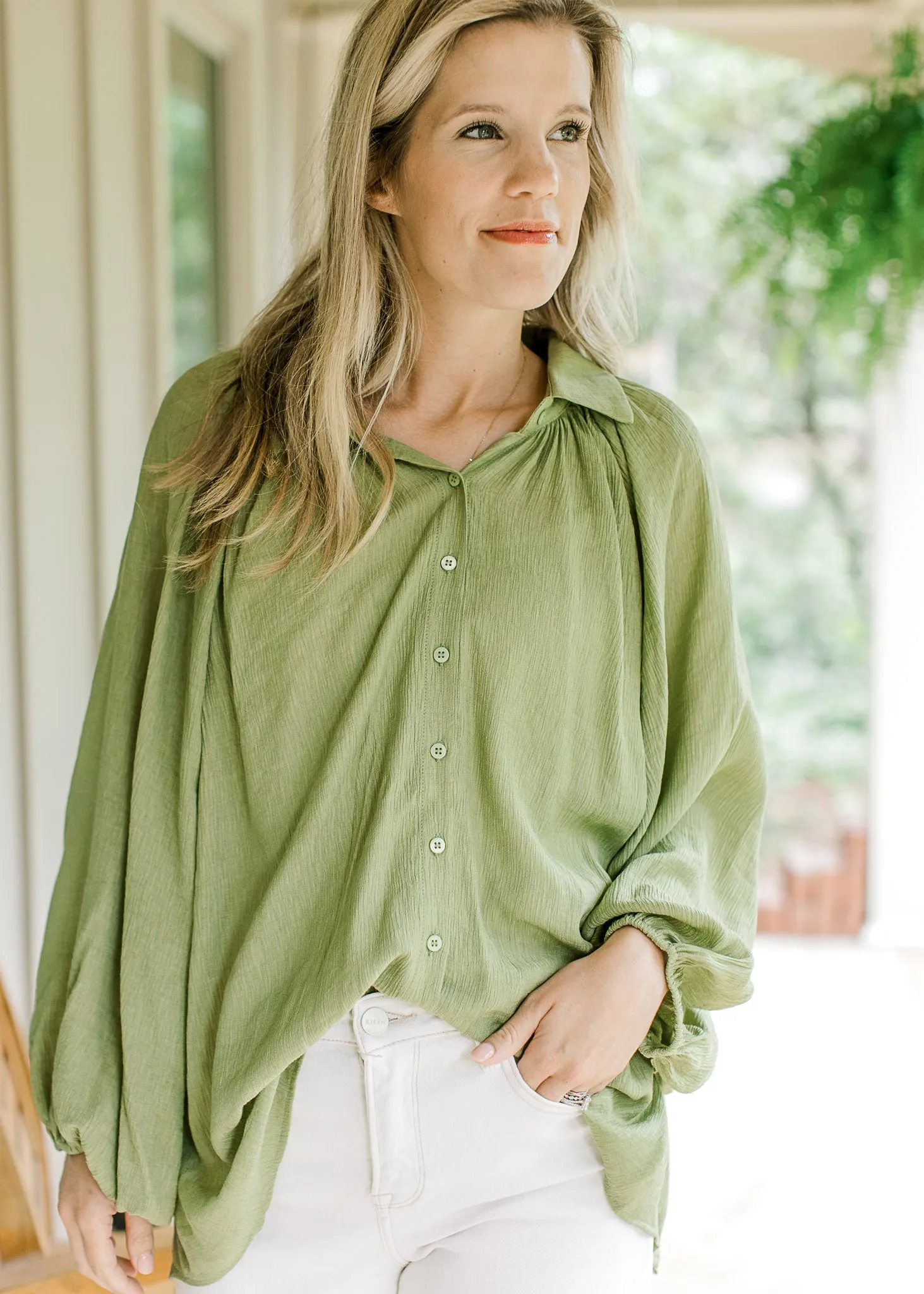 XZ Avocado Drape Blouse