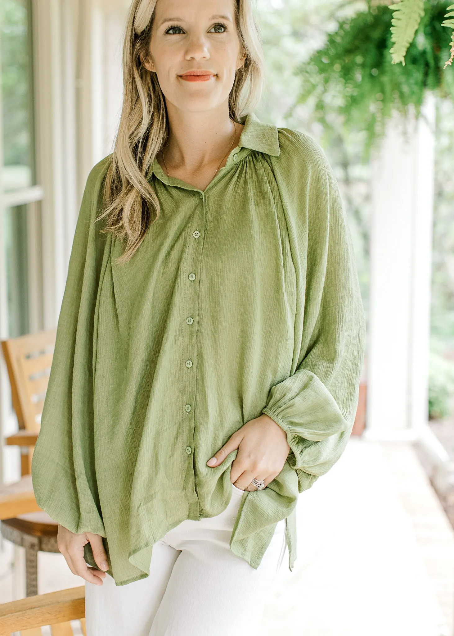 XZ Avocado Drape Blouse