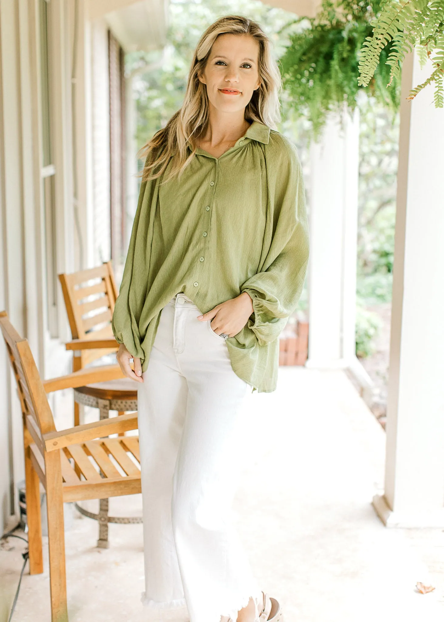 XZ Avocado Drape Blouse