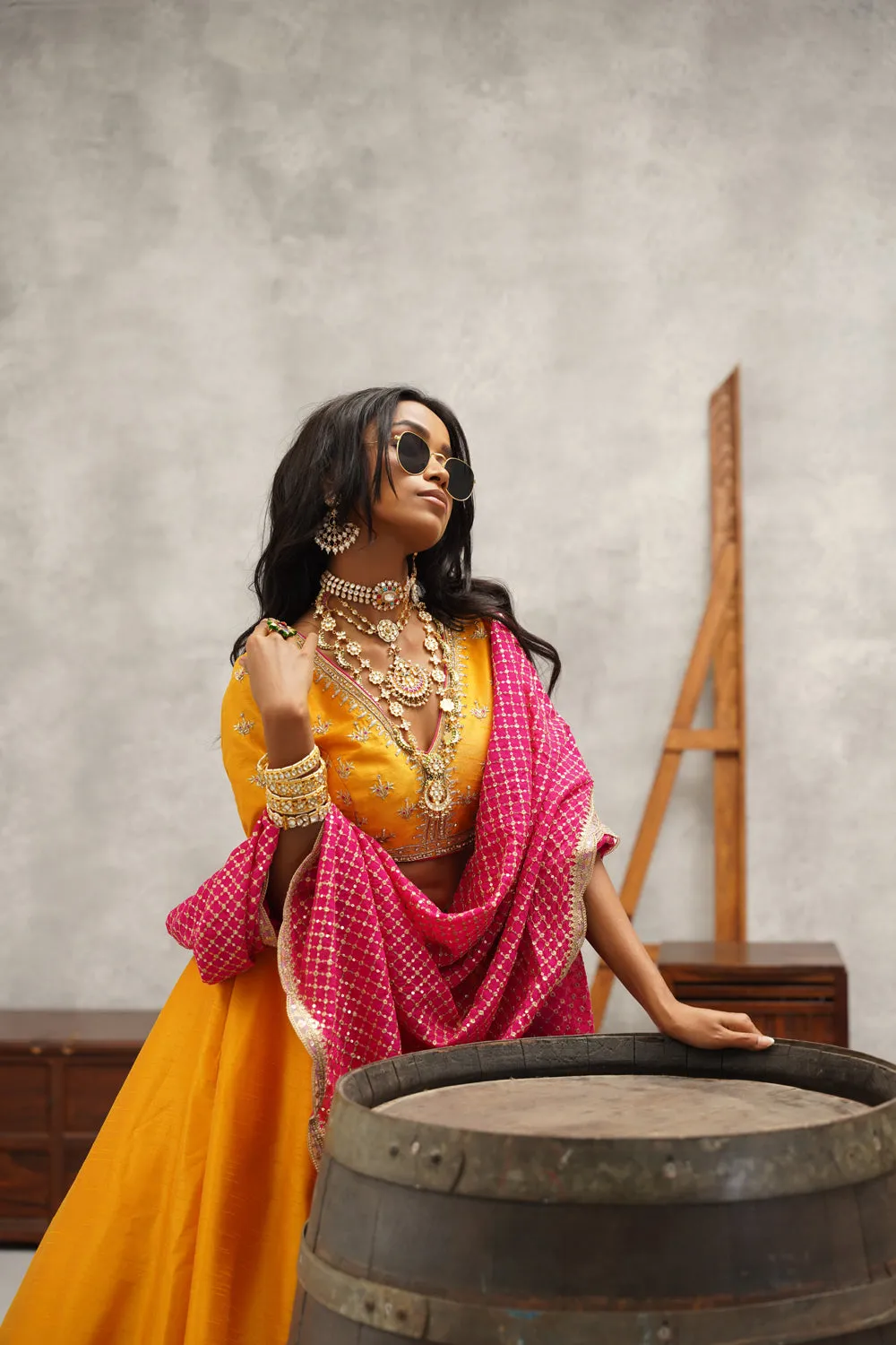 Yellow Embroidered Lehenga Set