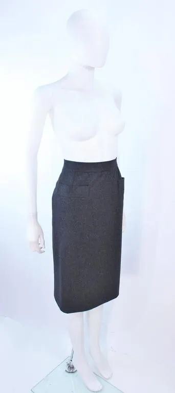 YVES SAINT LAURENT Charcoal Wool Pencil Skirt Size 46
