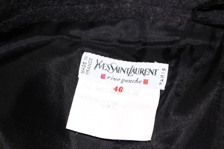 YVES SAINT LAURENT Charcoal Wool Pencil Skirt Size 46
