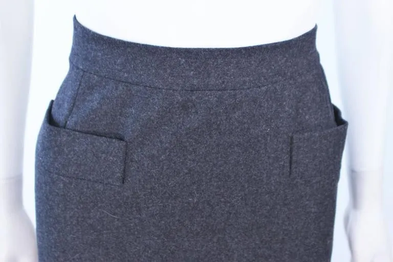 YVES SAINT LAURENT Charcoal Wool Pencil Skirt Size 46