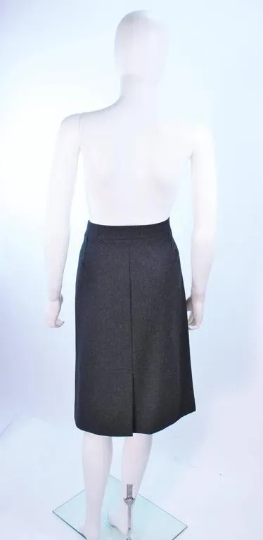 YVES SAINT LAURENT Charcoal Wool Pencil Skirt Size 46