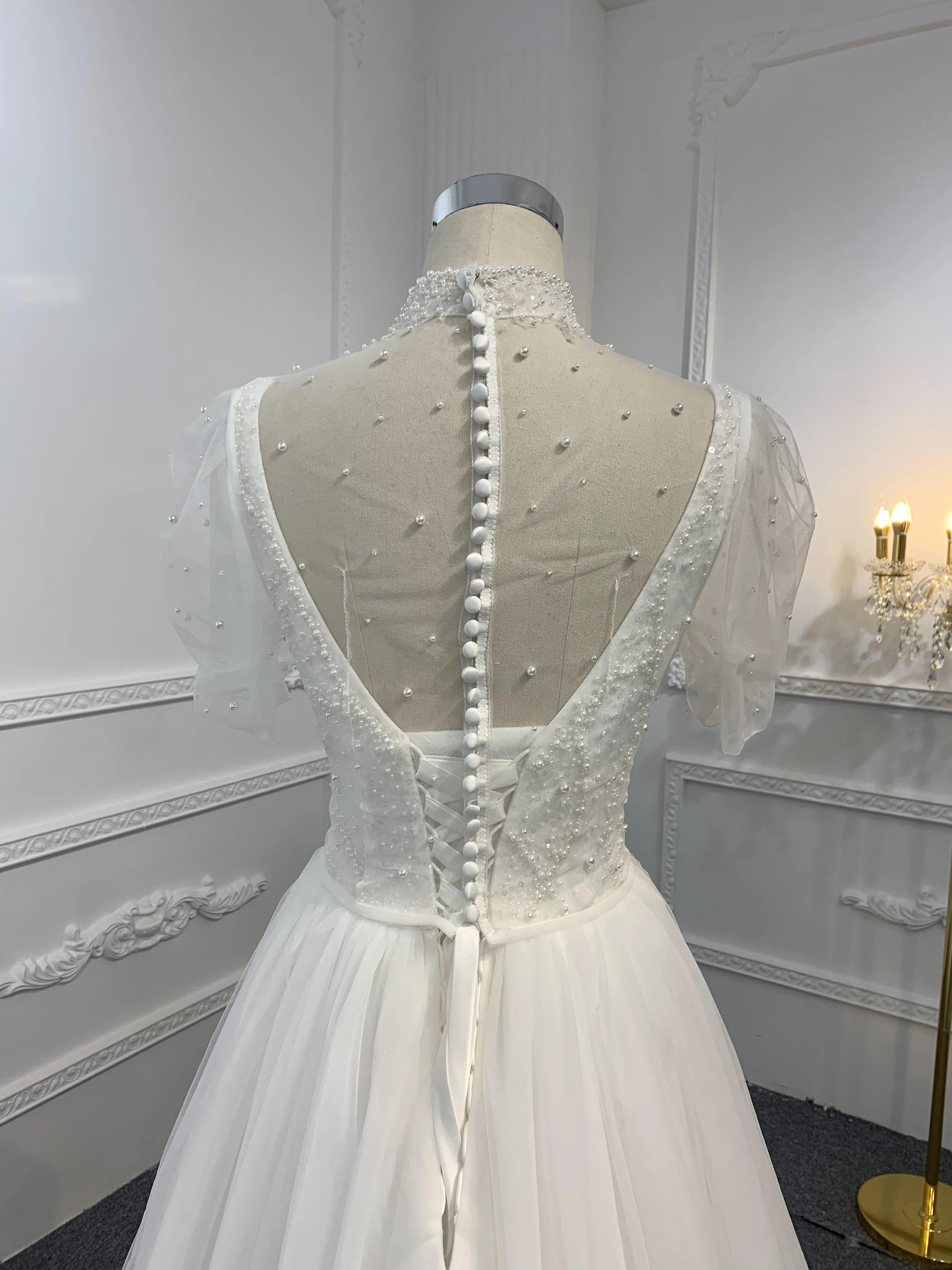 Z029-BYG OFF-WHITE ORGANZA A-LINE DRESS
