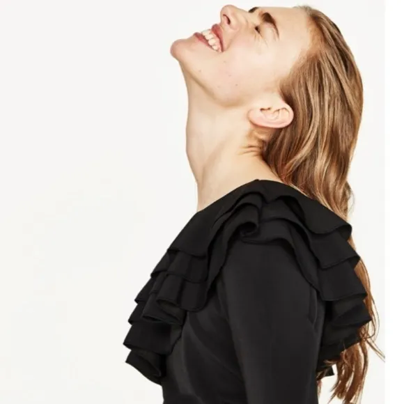 Zara 2 PC SET Ruffle Shoulder Top and Skirt