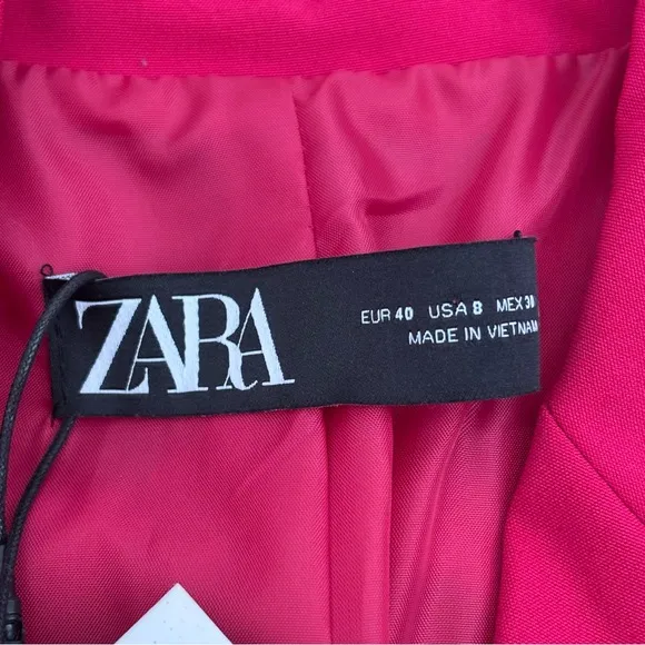 Zara Basic Blazer Single Breasted Classic Office Fuschia Hot Pink 8 NEW