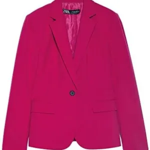 Zara Basic Blazer Single Breasted Classic Office Fuschia Hot Pink 8 NEW
