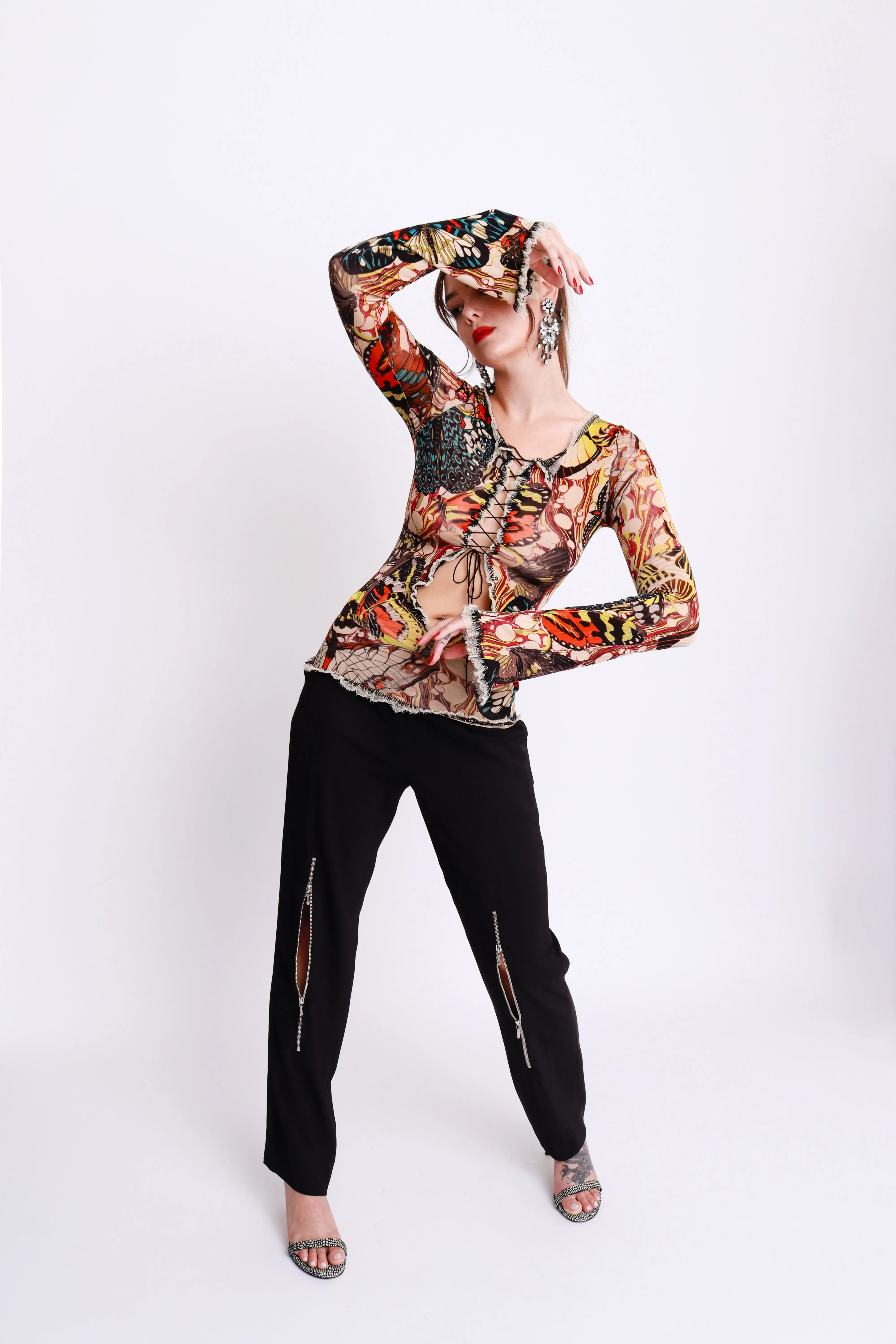 Zip Front Straight Leg Pant